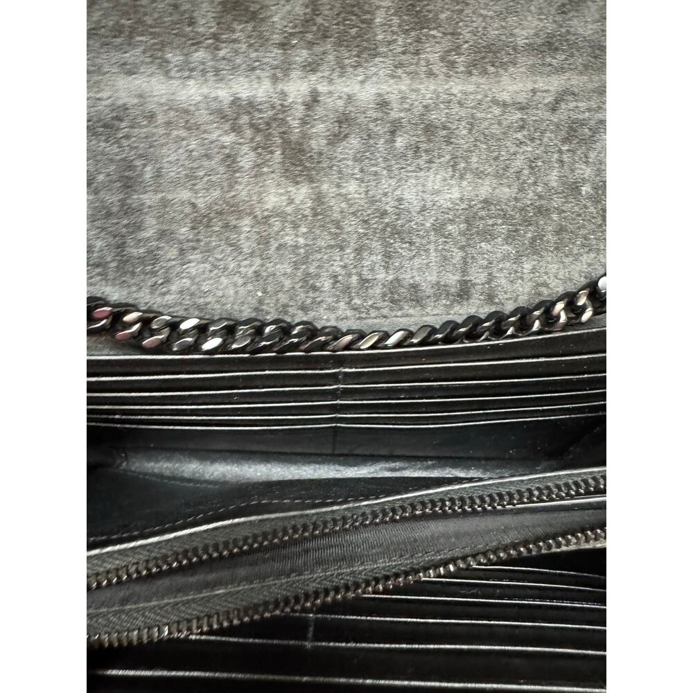 Saint Laurent Metallic Striped Monogram Chain Wallet in Red/Black - Picture 10 of 16